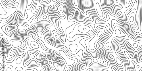 Abstract topographic contour pattern  in black and white, composed of densely packed, irregular concentric lines. Minimalistic and mathematical, often seen in science visuals, mapping aesthetics.