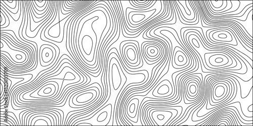 Abstract topographic contour pattern  in black and white, composed of densely packed, irregular concentric lines. Minimalistic and mathematical, often seen in science visuals, mapping aesthetics.