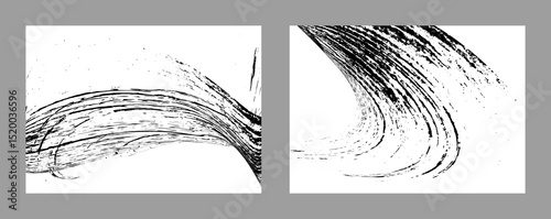 Strokes of black paint on a white background. Set of two templates. Graffiti element. Design template for the design of banners, posters, booklets, covers, magazines. EPS 10