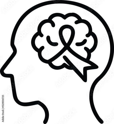 Minimalist brain silhouette vector design for science and neurology concepts
