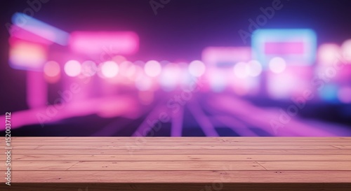 wooden table with bokeh background