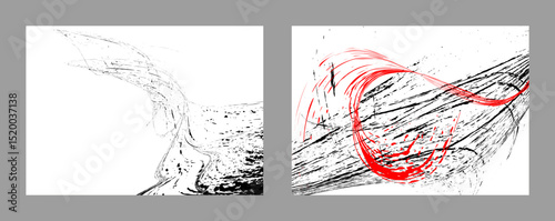 Strokes of black and red paint. Set of two templates. Graffiti element. Design template for the design of banners, posters, booklets, covers, magazines. EPS 10