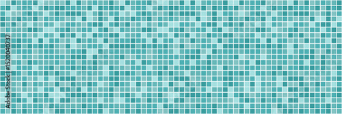 Green tile background with geometric square pattern. Ideal for bathroom, pool, spa, or mosaic design projects. Clean and modern seamless texture. Vector Illustration