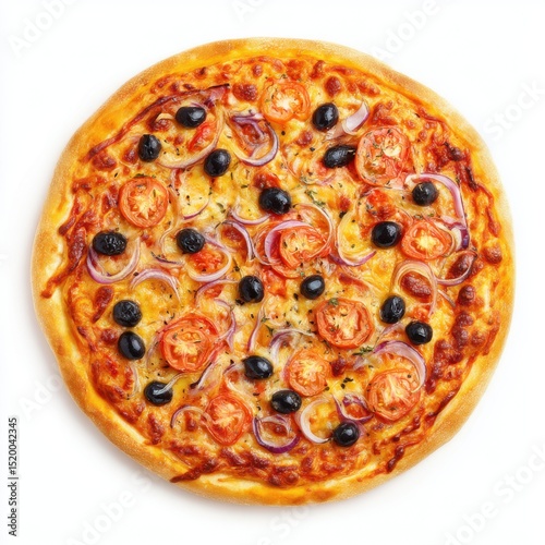 Delicious vegetarian pizza isolated on white background