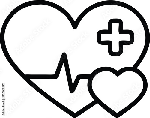Professional black silhouette of a heart shape for medical logo design