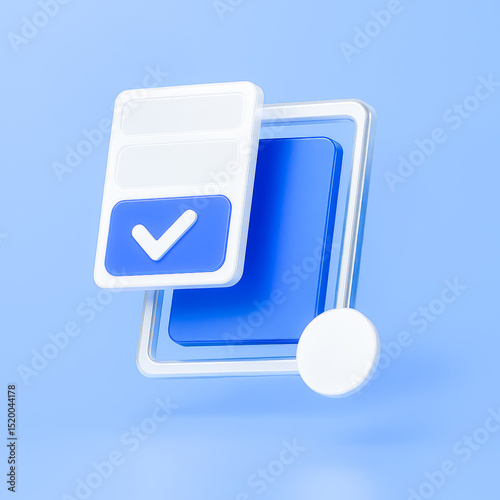 Completed Task Panel – 3D UI Checklist Icon with Confirmation