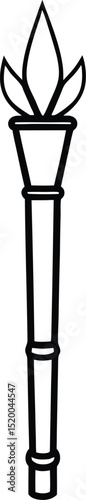 bamboo torch  icon line art vector illustration on transparent background