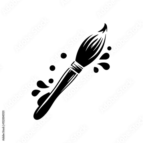 Artistic vector logo of a paintbrush with expressive splashes – perfect for art studios and creative brands.

