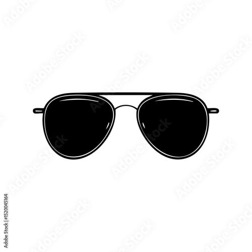 Black minimalist vector of classic aviator sunglasses.

