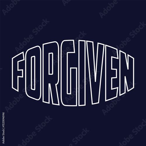 Forgiven, Easter Sunday creative concept with Calvary and three crosses. Bible quote for church ministry t-shirt print design. Vector illustration for cards, banners or posters