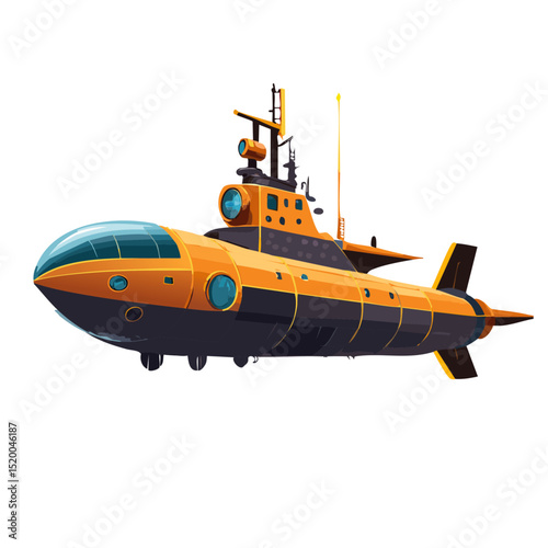 3d model of a submarine ship vector graphic design