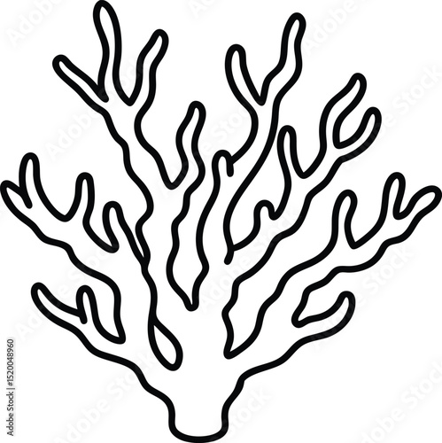 coral reef icon line art vector illustration on transparent background