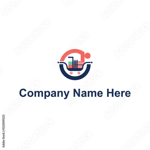 Online shopping logo design template concept for eCommerce flatform