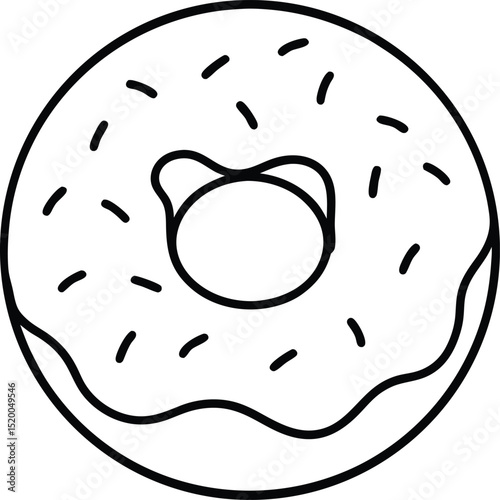 donut icon line art vector illustration on transparent background
