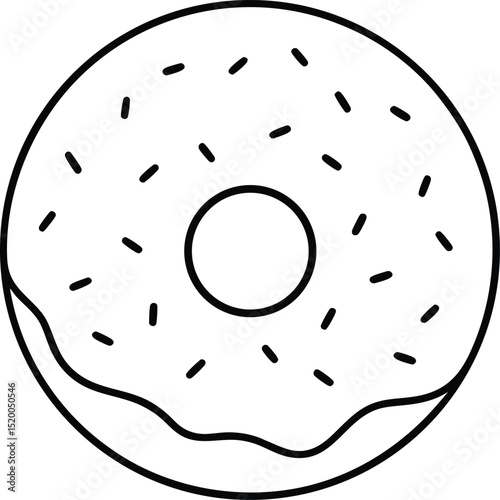 donut icon line art vector illustration on transparent background