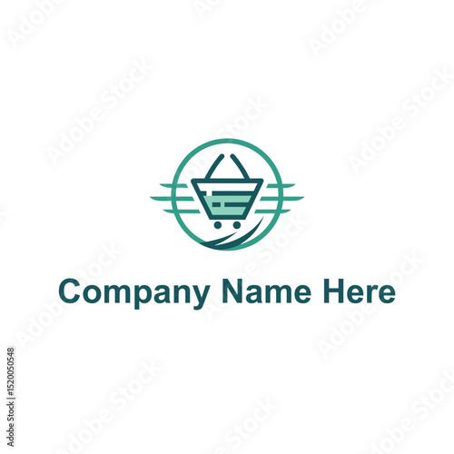 Online shopping logo design template concept for eCommerce flatform