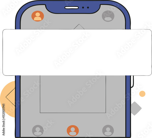 Stylish smartphone screen interface with user icons and clean flat design