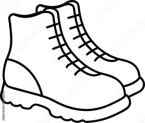 hiking boots icon line art vector illustration on transparent background