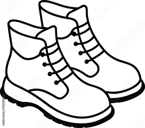 hiking boots icon line art vector illustration on transparent background