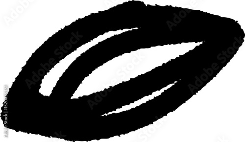 Abstract Shape Illustration - Bold, Minimalist Oval Design in Black and White
