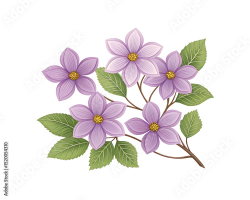 purple five petal flowers stylized art