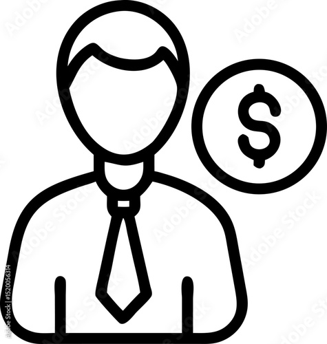 investor vector outline icon on white or transparent background	
