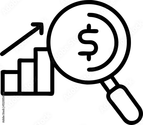 financial audit vector outline icon on white or transparent background	