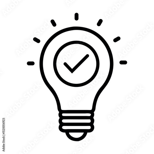 Successful idea light bulb check mark concept
