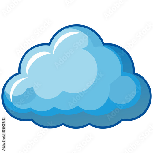 Soft blue cartoon cloud for weather or sky
