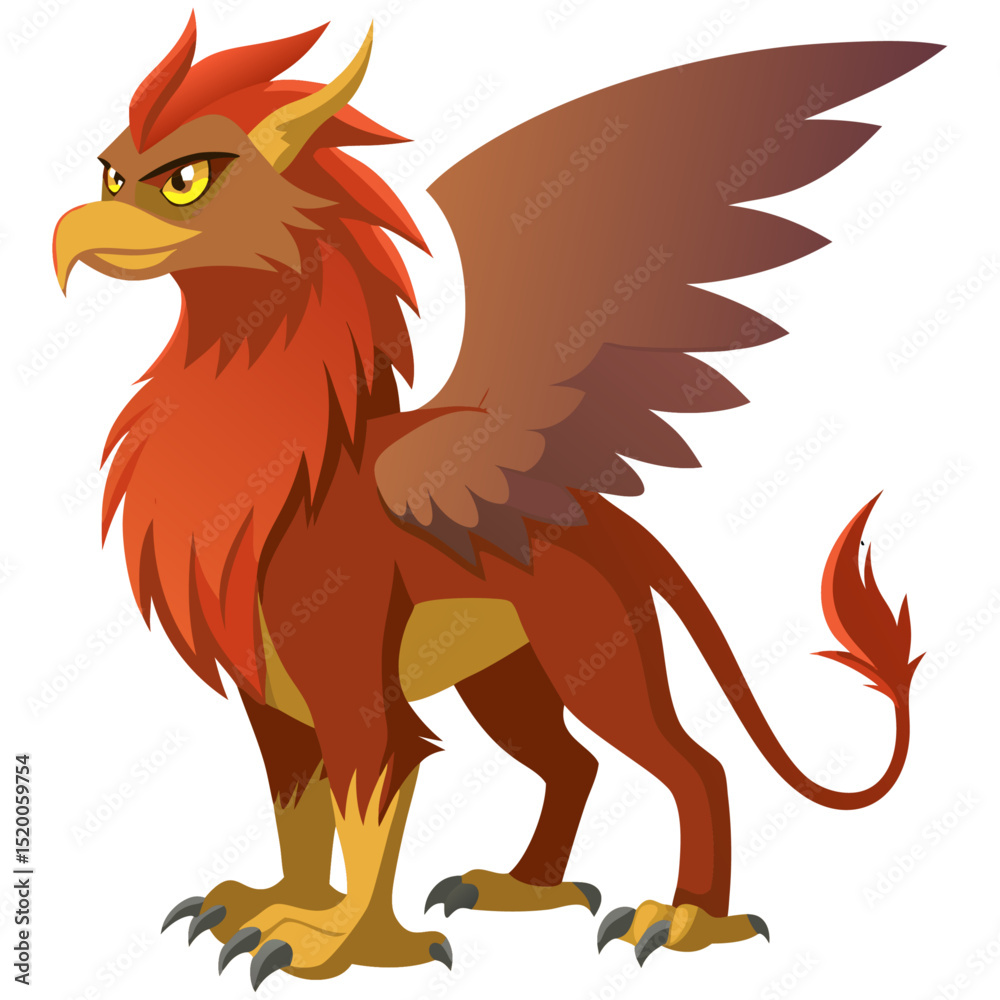 Fototapeta premium Fantasy griffin creature with wings and claws