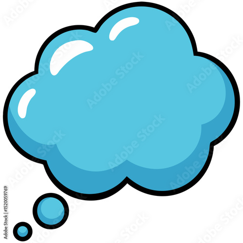 Blue thought bubble icon for ideas or dreams
