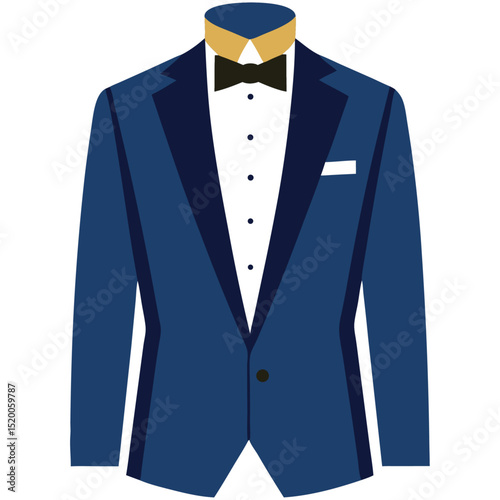 Formal tuxedo jacket with bowtie vector
