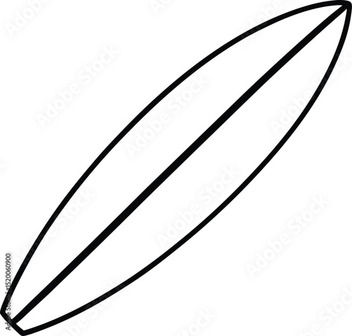 surfboard icon line art vector illustration on transparent background