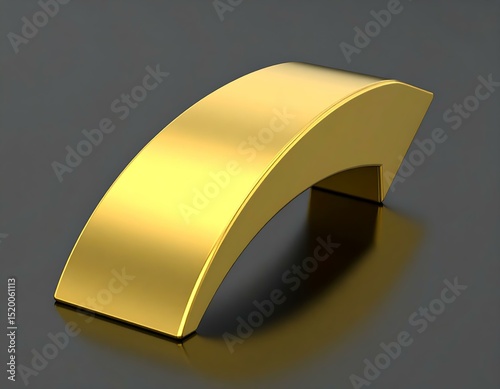 Golden Arrow Curved 3D Design, Abstract Shiny Object, Luxury Background