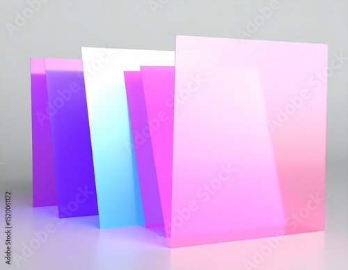 Abstract Pastel Color Blocks Modern Geometric Design, Pink, Purple, Blue Panels