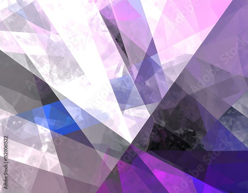 Abstract Geometric Purple Pink White Blue Grey Crystallized Artwork