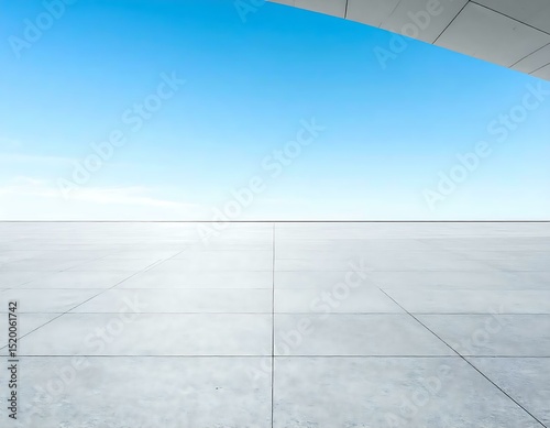 Modern Architecture, Sky, Clouds, Open Space, Arch, Concrete, Floor, Tiles, Design, Perspective