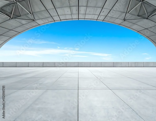 Modern Architecture, Empty Plaza, Sky, Concrete, Tiles, Blue, Exterior, Design, Minimalist, View