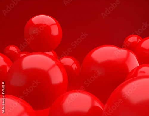 Red Shiny Spheres Abstract Background 3D Render Design