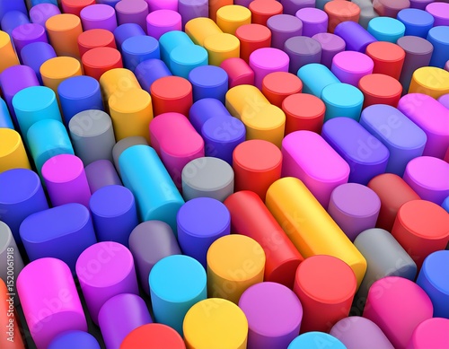 Colorful Cylinders Abstract 3D Render Background Design