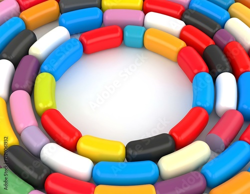 Colorful Capsule Shapes Circular Abstract Background Design