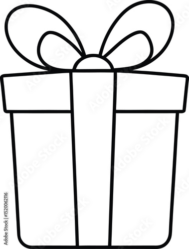 wrapped gift icon line art vector illustration on transparent background