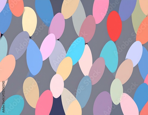 Abstract Pastel Oval Shapes Background, Colorful Pattern Design