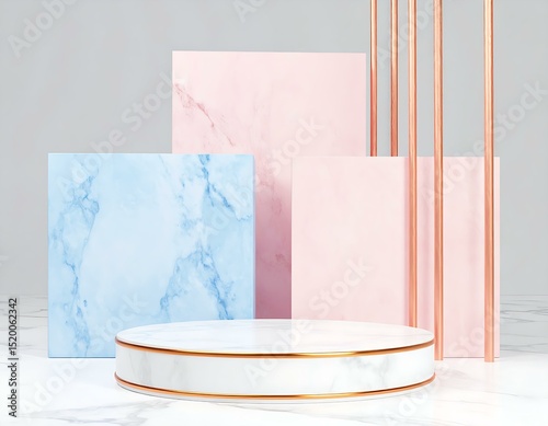 Elegant Marble and Rose Gold Product Display Platform