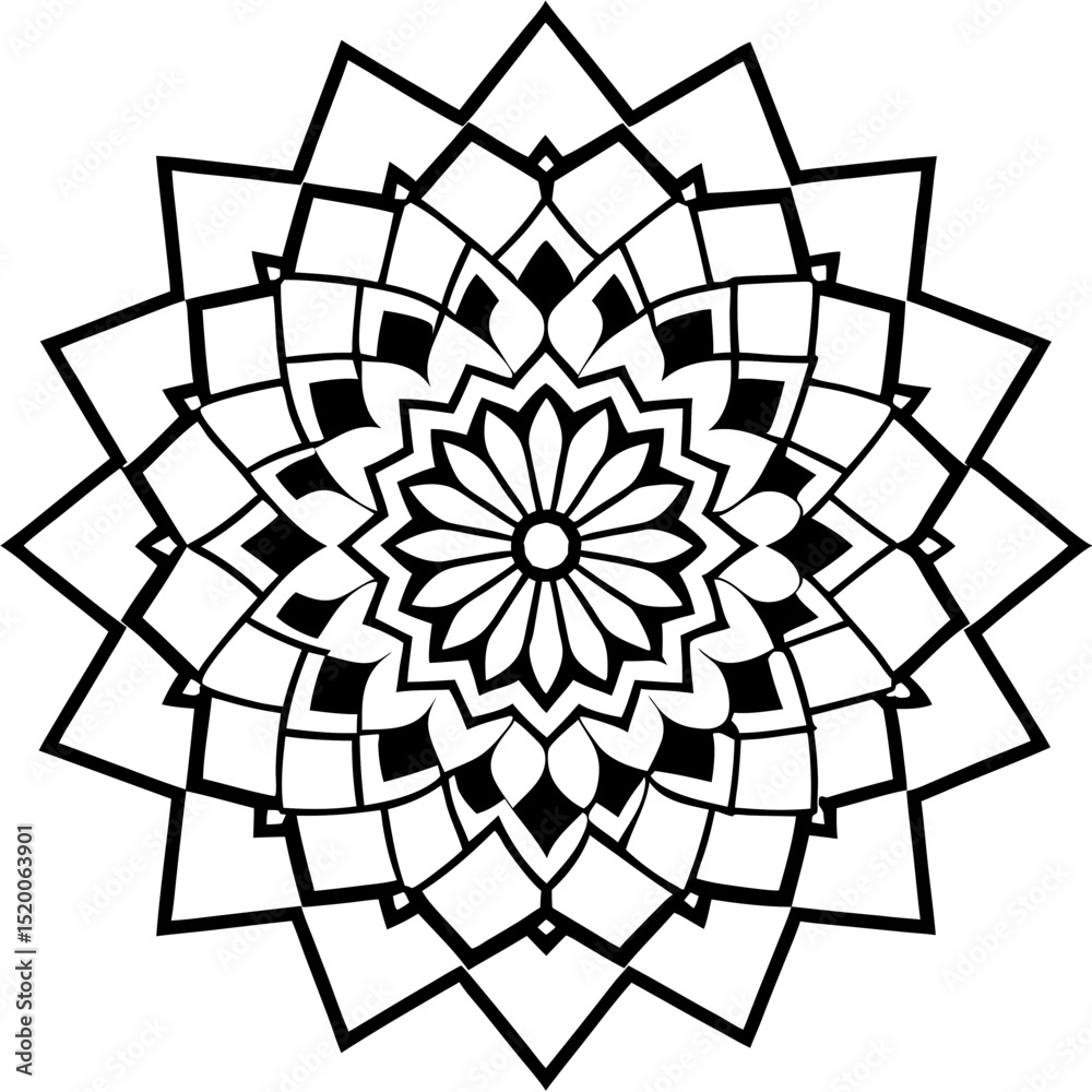Obraz premium Pixel-Style Mandala Vector on White