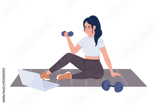 Energetic Woman Performing Workout in Vector Illustration

