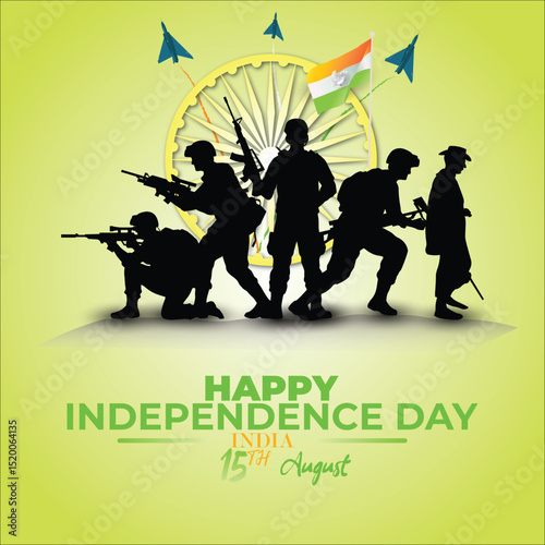 15th August Happy Independence Day of India social media post with Famous monuments, background
