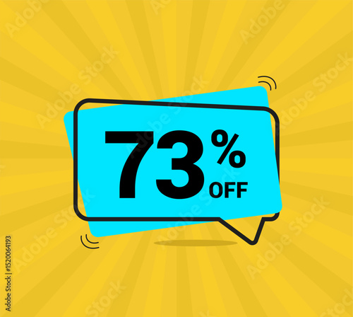 73% OFF sale, seventy three percent. Coupon of Discount Price. Discount promotion. Banner for One percent off offers. Yellow and blue Design. Vector illustration.