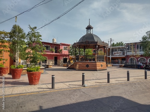 Plaza in a small Mexian pueblo