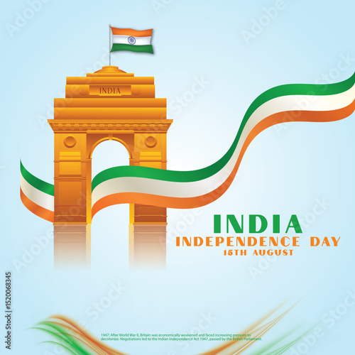 15th August Happy Independence Day of India social media post with Famous monuments, background